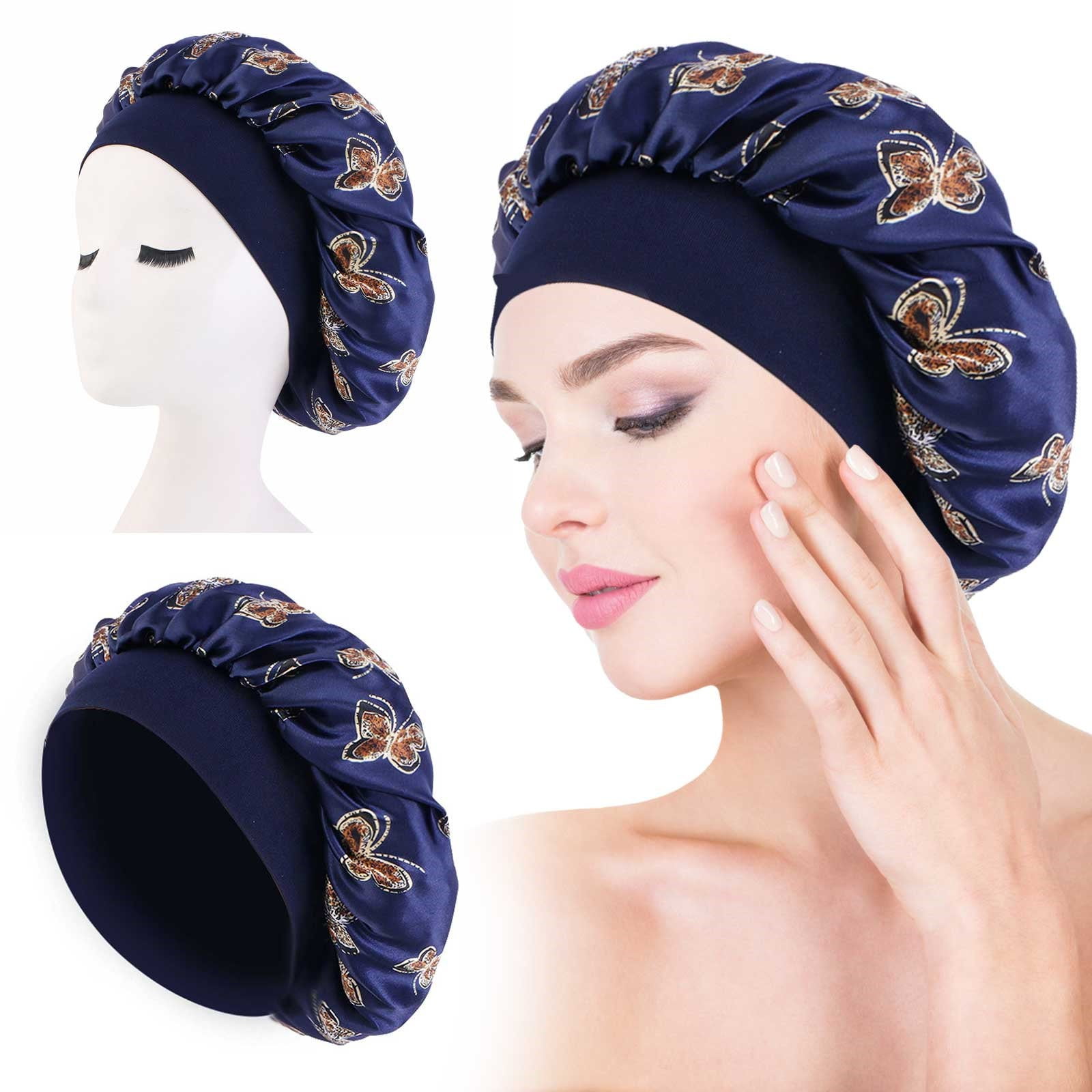 Midewhik 2022 Butterfly Shape Elastic Headband Satin Hat Nightcap Women ...