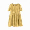 thumbnail image 2 of NIEWTR Robe d'Été Unie pour Filles Manches Bouffantes Taille Ajustée Robe Trapèze (Jaune, 7-8 Ans), 2 of 4
