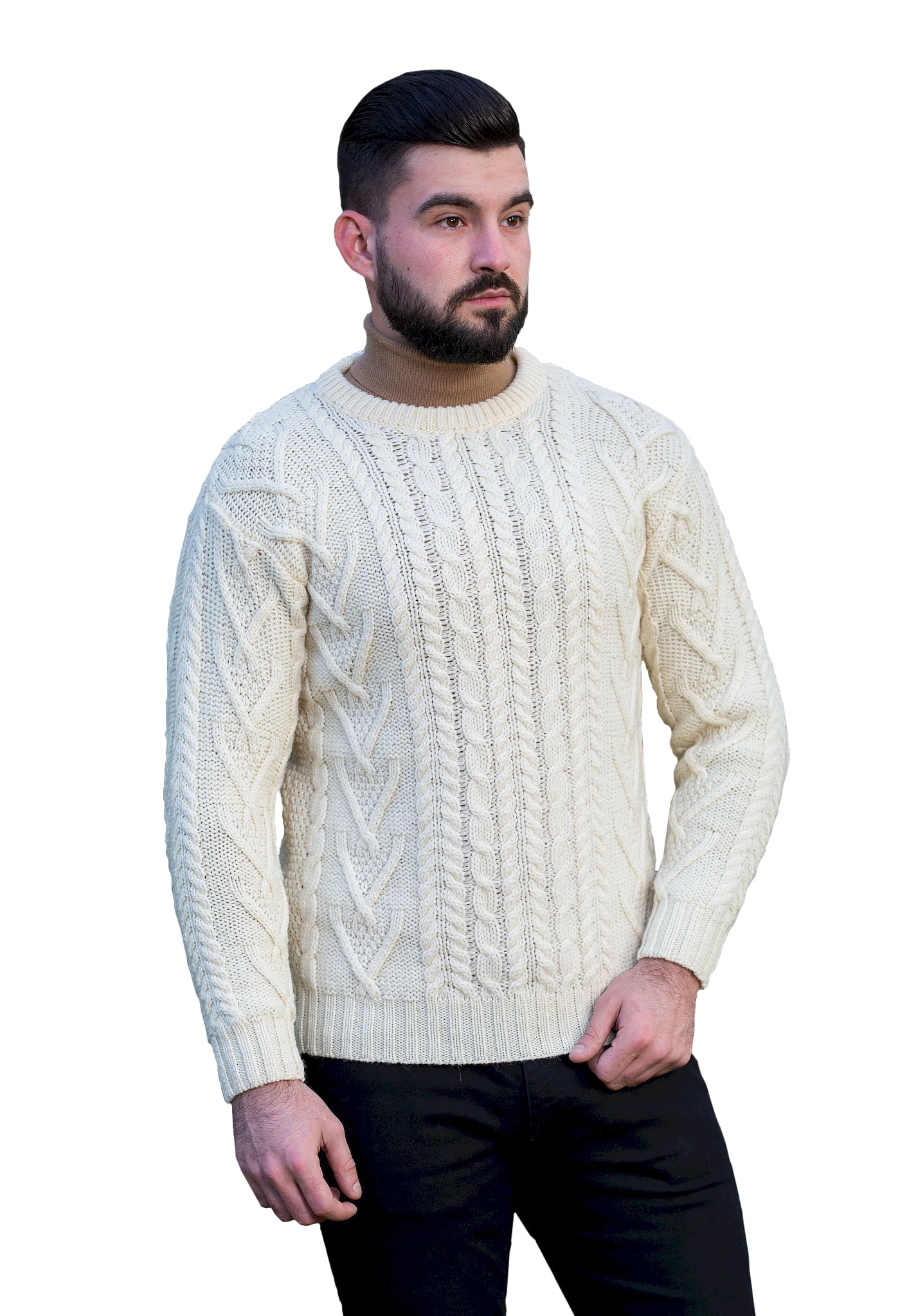 SAOL - SAOL Irish Fisherman Sweater for Men 100% Merino Wool Cable Knit ...