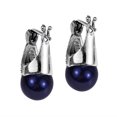 thumbnail image 3 of Vintage Flair Marcasite and Created Black Pearl .925 Silver 8mm Earrings, 3 of 5