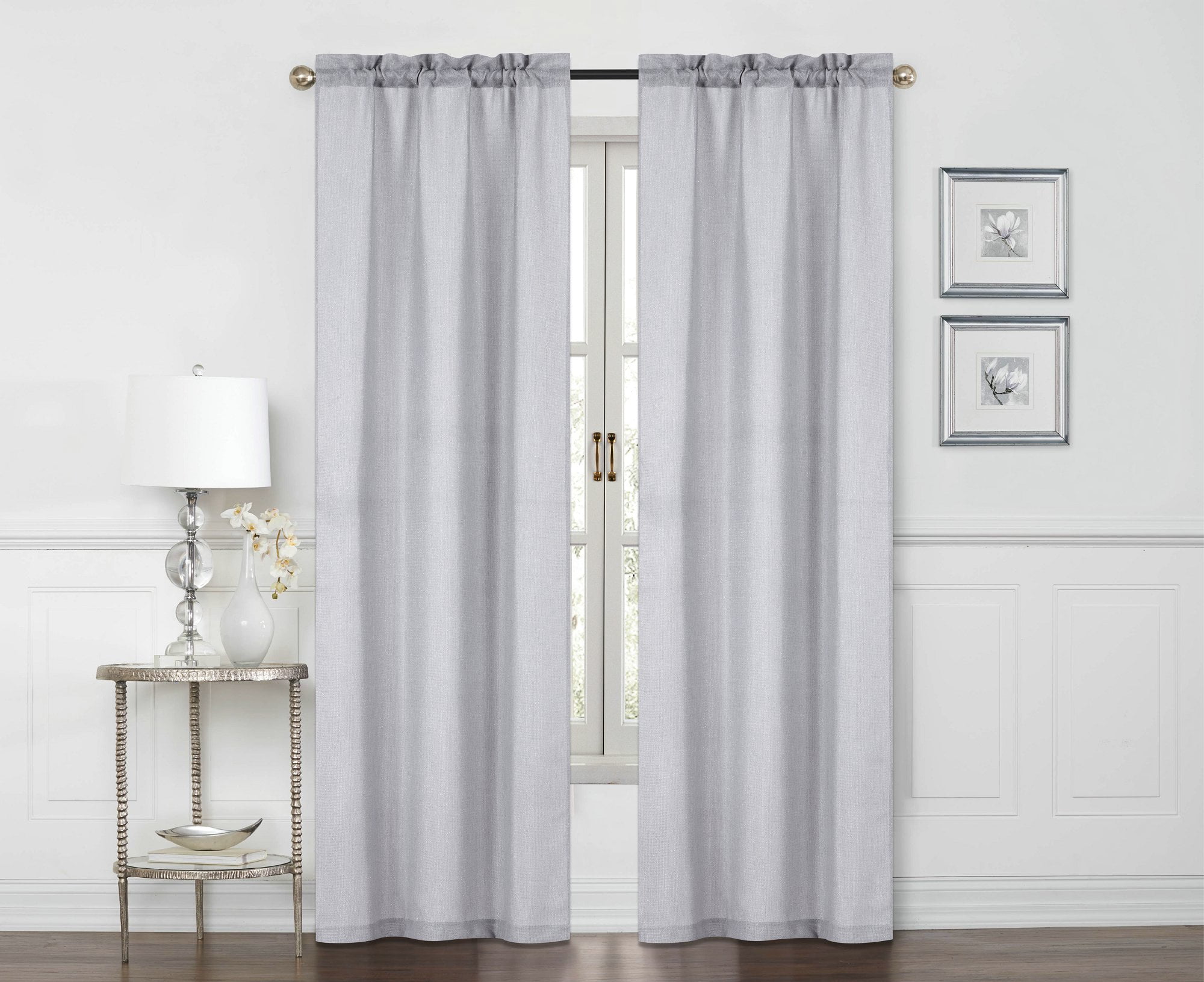 Mainstays Metallic Curtain Panel, Set of 2 - Walmart.com