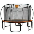 thumbnail image 2 of Bounce Pro 15ft Trampoline with SteelFlex Enclosure with Fabric Basketball, Phone Pouch, Flashlite Zone game, Electron Shooter, 4 socks & Double Net, 2 of 16