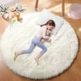 thumbnail image 2 of Super Soft Plush Round Rug Mat Fluffy White Carpets For Living Room Home Decor Bedroom Kid Room Decoration Salon Thick Pile Rug, 2 of 9