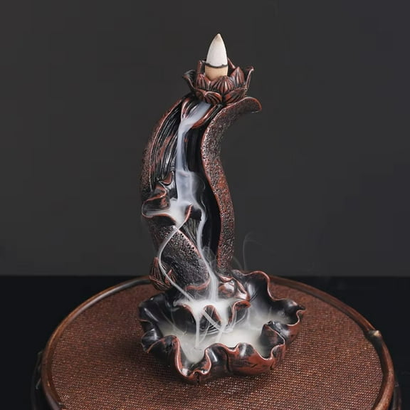 1pc Resin Lotus Leaf Waterfall Backflow Incense Burner, Home Decor (Without Incense)