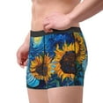 thumbnail image 4 of Balery Starry Night Sunflower Field Men's Boxer Briefs, Soft and Breathable Cotton Underwear with nylon Waistband-X-Large, 4 of 9