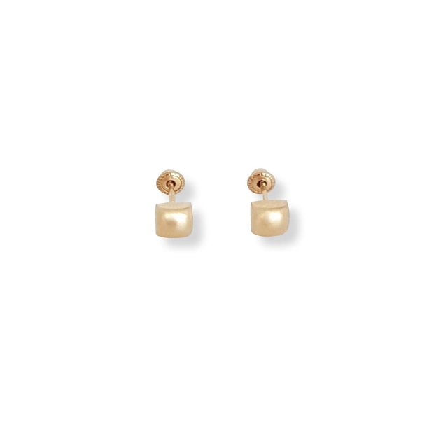 Aretes Broquel Para Bebe Niña Casa del Anillo oro 14k Cuadro amarillo 00 4*4 mm