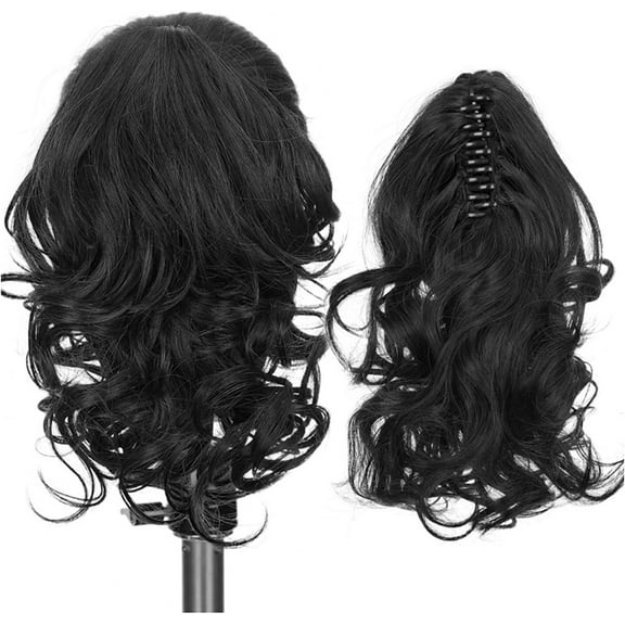 Aorsher Claw Clip in Ponytail Extension Curly Synthetic Wavy Ponytail Extension Fluffy Natural Soft Ponytail Hairpiece for Women Daily Party Use