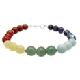 thumbnail image 2 of 7 Chakra Stone 8mm Round Shape Smooth Cut Beads 7 inch Silver Plated Clasp Bracelet for men, women, unisex. Link Chain Stacking Bracelet.|LINK_00023, 2 of 3