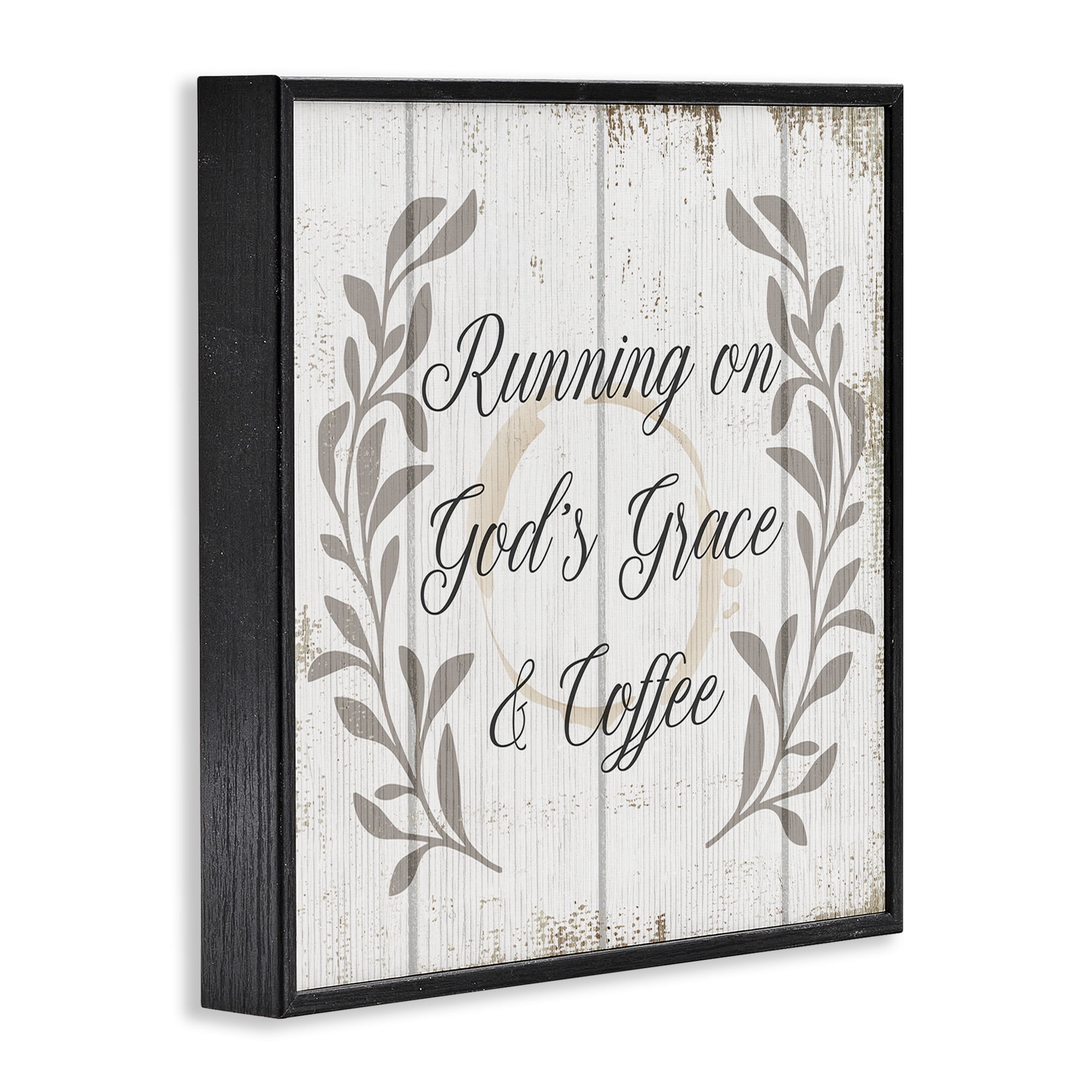 Stupell Industries God's Grace & Coffee Phrase Religious Painting Black Framed Art Print Wall Art, 17 x 17