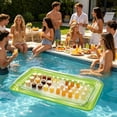 thumbnail image 4 of Thickened PVC Inflatable Swimming Pool Floating Drink Cooler Bar, Multi Slot Beverage Fruit Snack Serving Tray with Cup Holders, Summer Water Party Accessory for Pool Beach Lake Outdoor, Green, 4 of 5