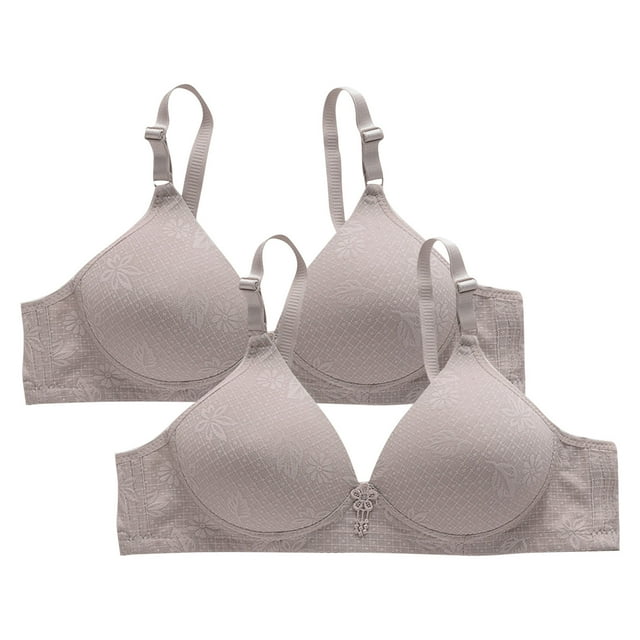 Women's Seamless Bras Thin Wireless Bra Full Support Comfortable Push Up Bra with Adjustable Straps 2 Pack