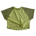 thumbnail image 1 of Sunnyoo T-Shirt à Blocs de Couleur pour Petits Garçons, Manches Courtes, Col Ras du Cou, Vert, 1 of 3
