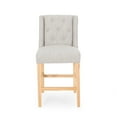 thumbnail image 2 of Seliva Counter Stool Chair Set of 2, Light Gray Fabric, Tufted, Brown Wood, 2 of 6