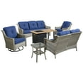 thumbnail image 2 of Ovios 6 Pieces High-Back Outdoor Patio Furniture with Fire Pit All Weather Wicker Conversation Couch with Rocking Swivel Chair for Backyard, 2 of 9