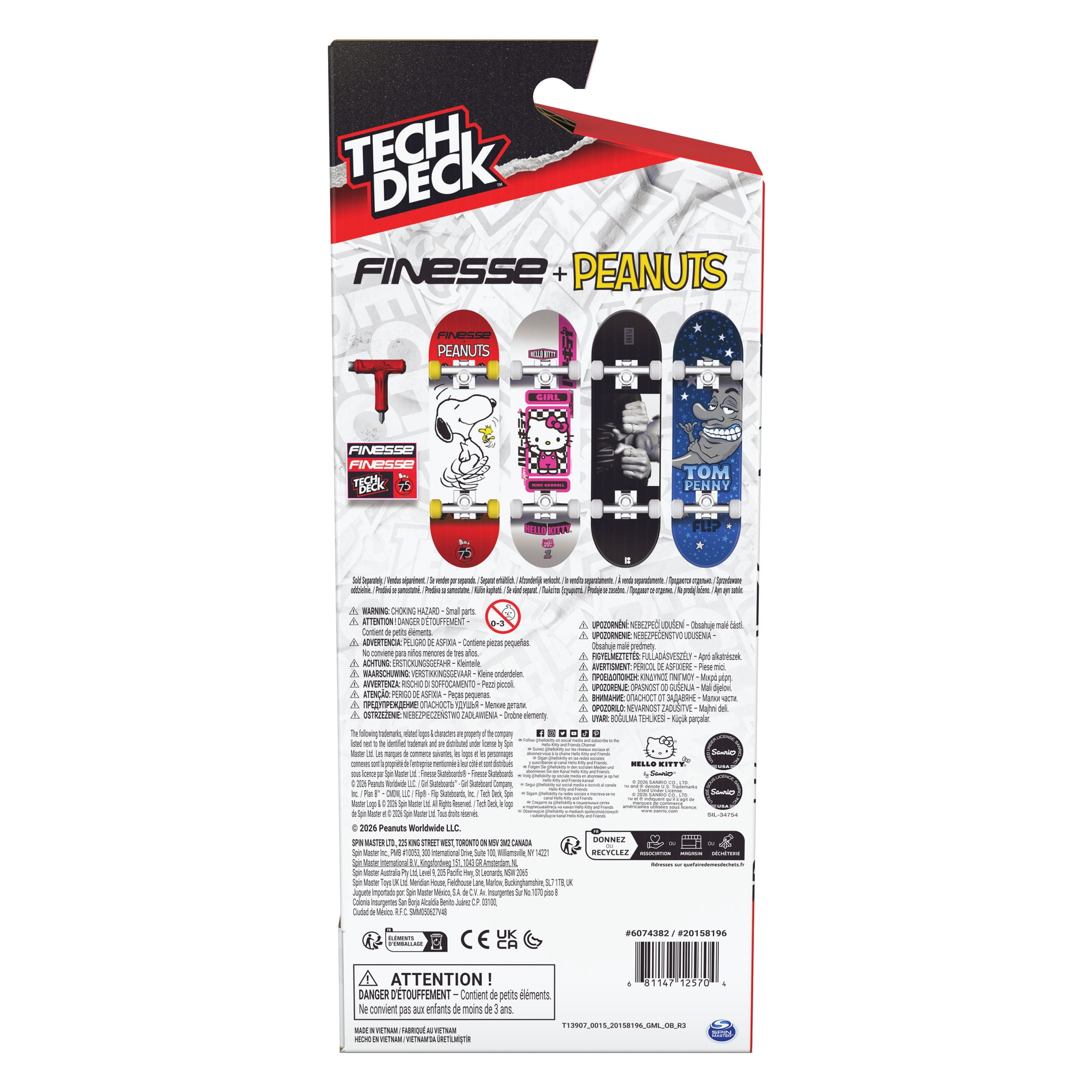 Tech Deck, Finesse Peanuts Handboards, Authentic Mini Skateboards for Kids Ages 6 and up