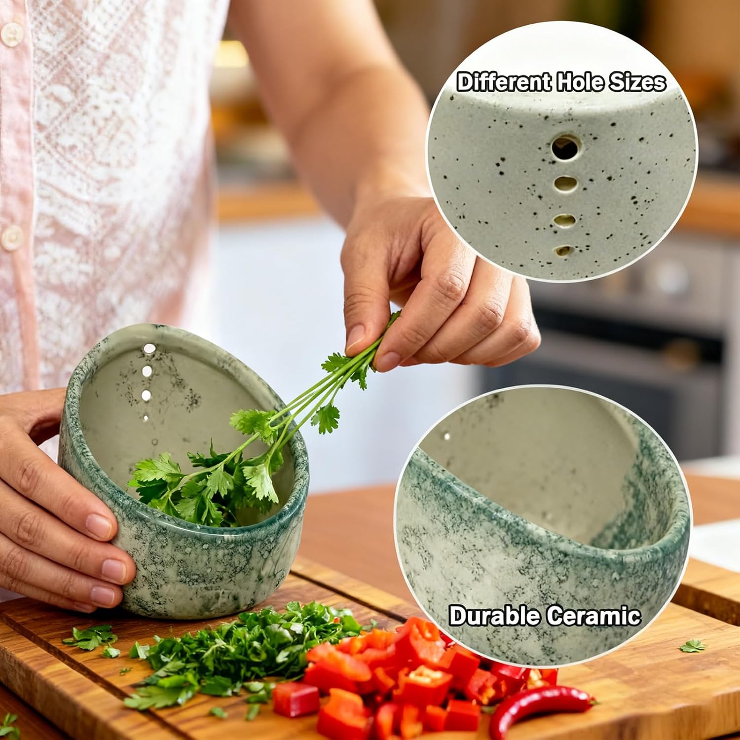Chef'n Zipstrip Herb Stripper in Arugula Green with Measurement