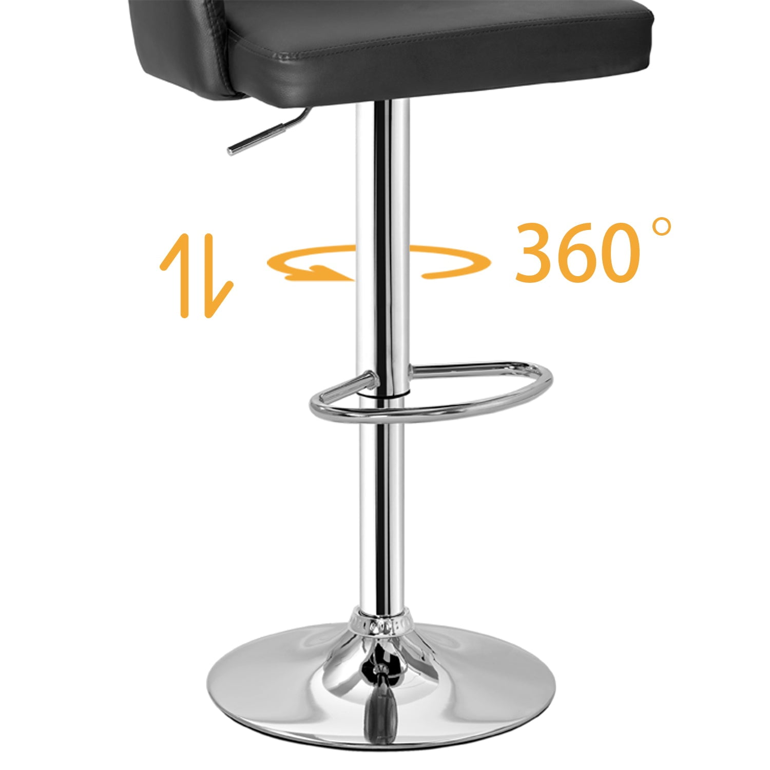 VECLO Bar Stools Adjustable Swivel with Back and Armrest, Black (Set of 4)