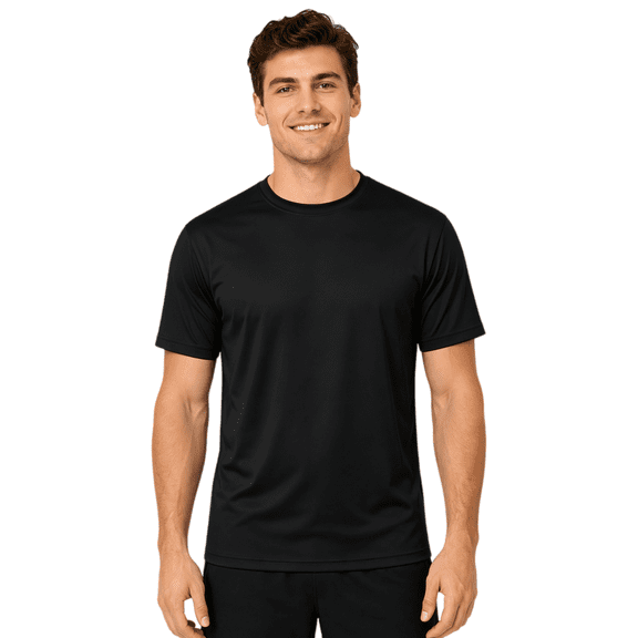 ZBORIBER Men's Quick-Dry Fit Gym Wicking Athletic Workout Short-Sleeve T-Shirts Sizes S-3XL,Black