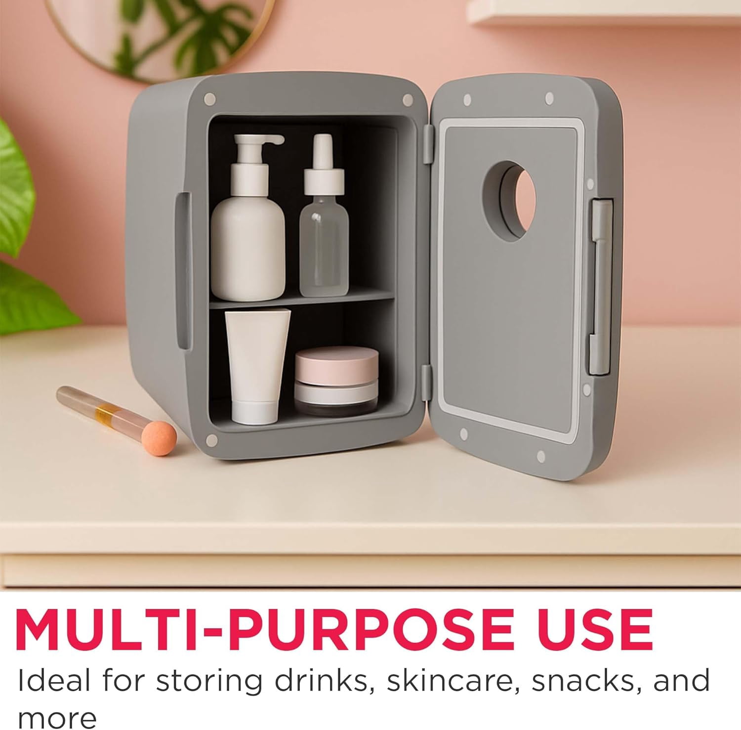 Retro  Fridge Cooler with  Speaker, 4L Portable Beverage Chiller for Car or Desk -