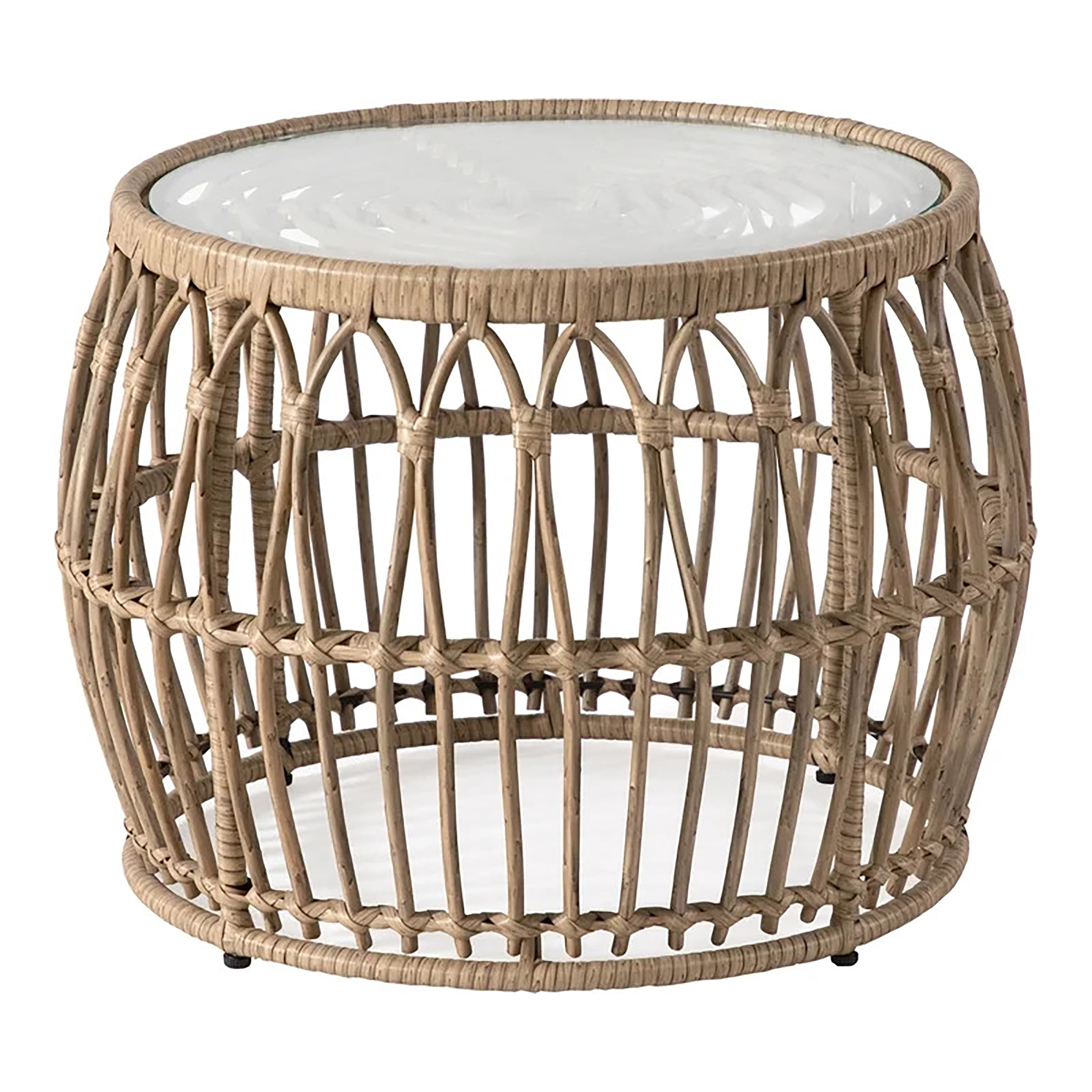 Lila Wicker All-Weather Coffee Table for Indoor Outdoor Use, Natural