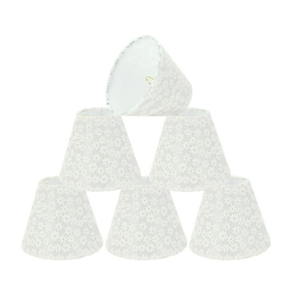 Aspen Creative 32113-6 Small Hardback Empire Shape Chandelier Clip-On Lamp Shade Set (6 Pack), Transitional Design in White, 6" bottom width (3" x 6" x 5")