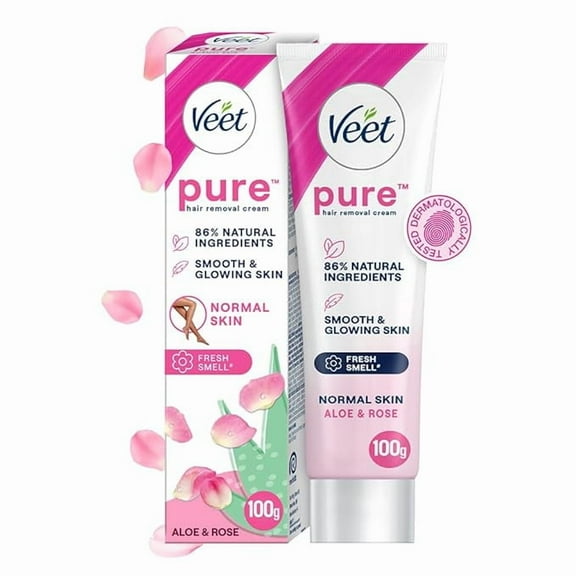 Veet Pure Hair Removal Cream for Women For Normal Skin - 100g | Suitable for Legs, Underarms, Bikini Line, Arms