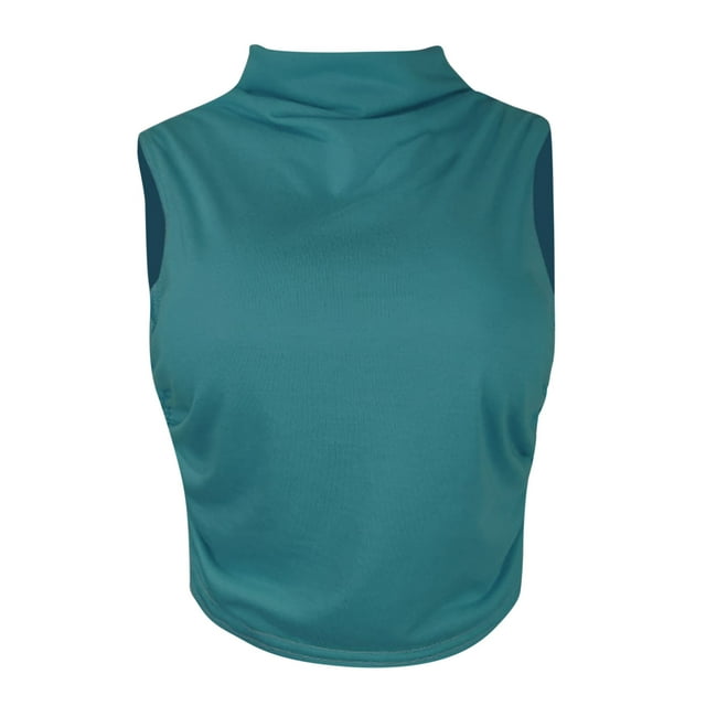 Mode Femmes T-Shirt Sans Manches Uni Blouse Chemises Gilet Court Ajusté Hauts