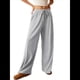 thumbnail image 3 of Pantalones Palazzo de Cintura Alta con Bolsillo y Pierna para Mujer, para Otoño e Invierno. Gris M, 3 of 9