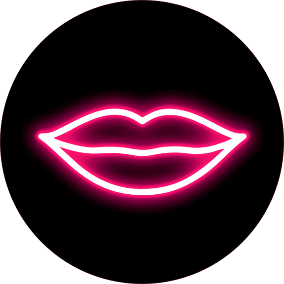 Circle Plus Kiss Neon Graphic Style Wall or Door Sign | Live Streamer Gaming Themed Decoration - Large