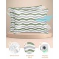 thumbnail image 2 of Hokiten Pillow Cases Standard Size Set of 2, Lumbar Pillow Covers, Sage Green Grey Satin Pillowcases with Zipper for Hair/Skin, Abstract Geometric Ocean Wave Stripe 20x26 Inches, 2 of 6