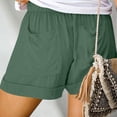 thumbnail image 4 of Womens Plus Size Shorts Casual Drawstring A Line Shorts Lightweight Spring Summer Linen Blend Pants Comfy Baech Trousers Olive Green M, 4 of 6