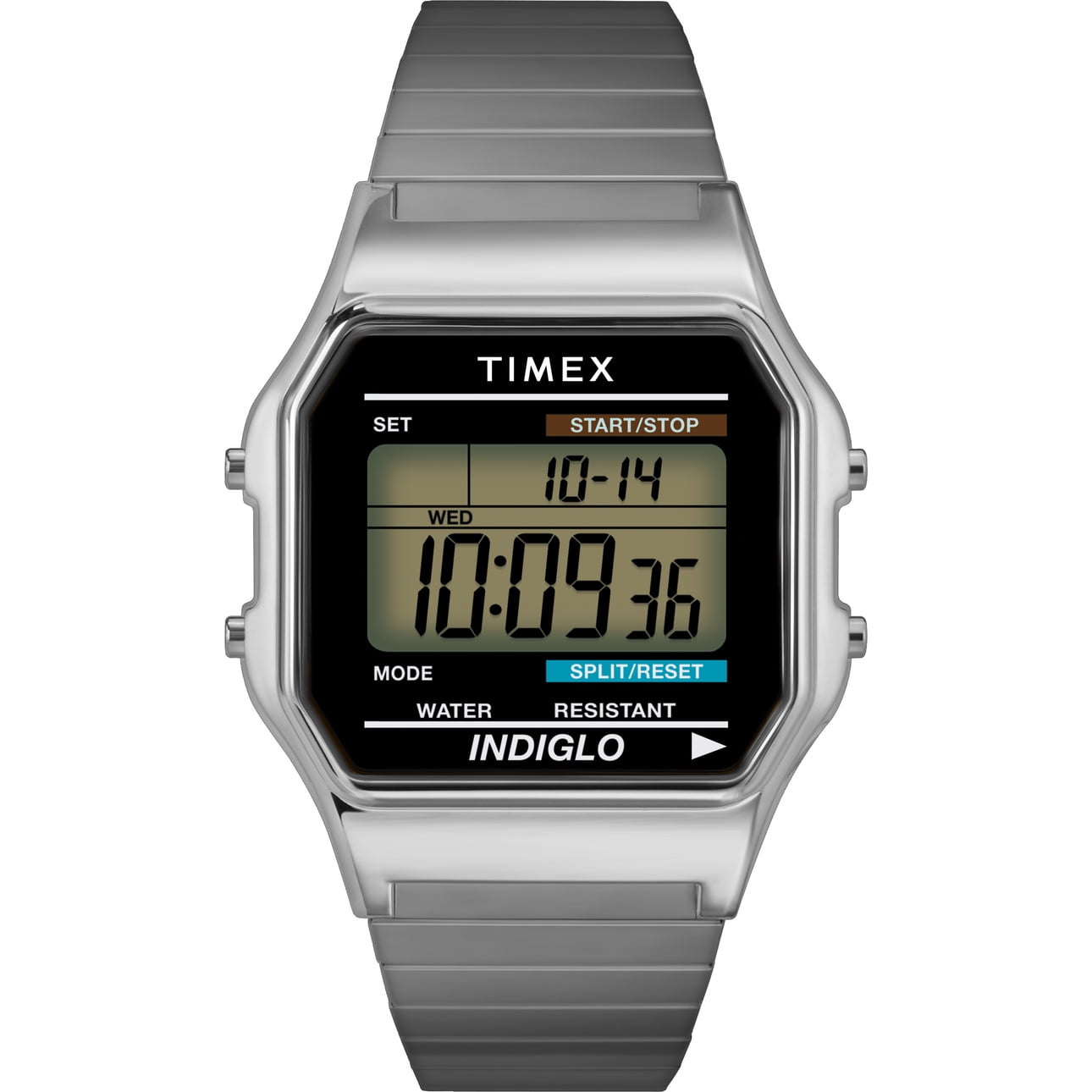Timex Men's Classic Digital Silver-Tone 34mm Casual Watch, Expansion Band -  