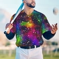 thumbnail image 4 of Fotbe Bright Universe Baseball Jersey Shirt for Men and Women, Casual Short Sleeves Button Down T-Shirt-Small, 4 of 9