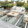 thumbnail image 4 of Moynesa Outdoor Rug Waterproof, 5'x8' Lightweight Plastic Straw Rug for Camping RV, Reversible Outside Carpet for Patio Deck Porch Balcony Picnic Tent, Black/Gray, 4 of 10