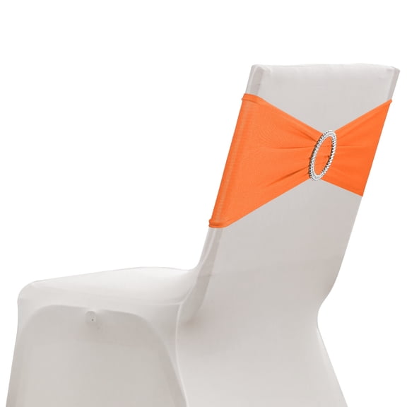 Uxcell 10 Paquete Fundas para Sillas, Banda de Cubierta de Silla Elástica con Hebilla Deslizante, Lazos de Poliéster para Decoraciones de Boda, Naranja Claro