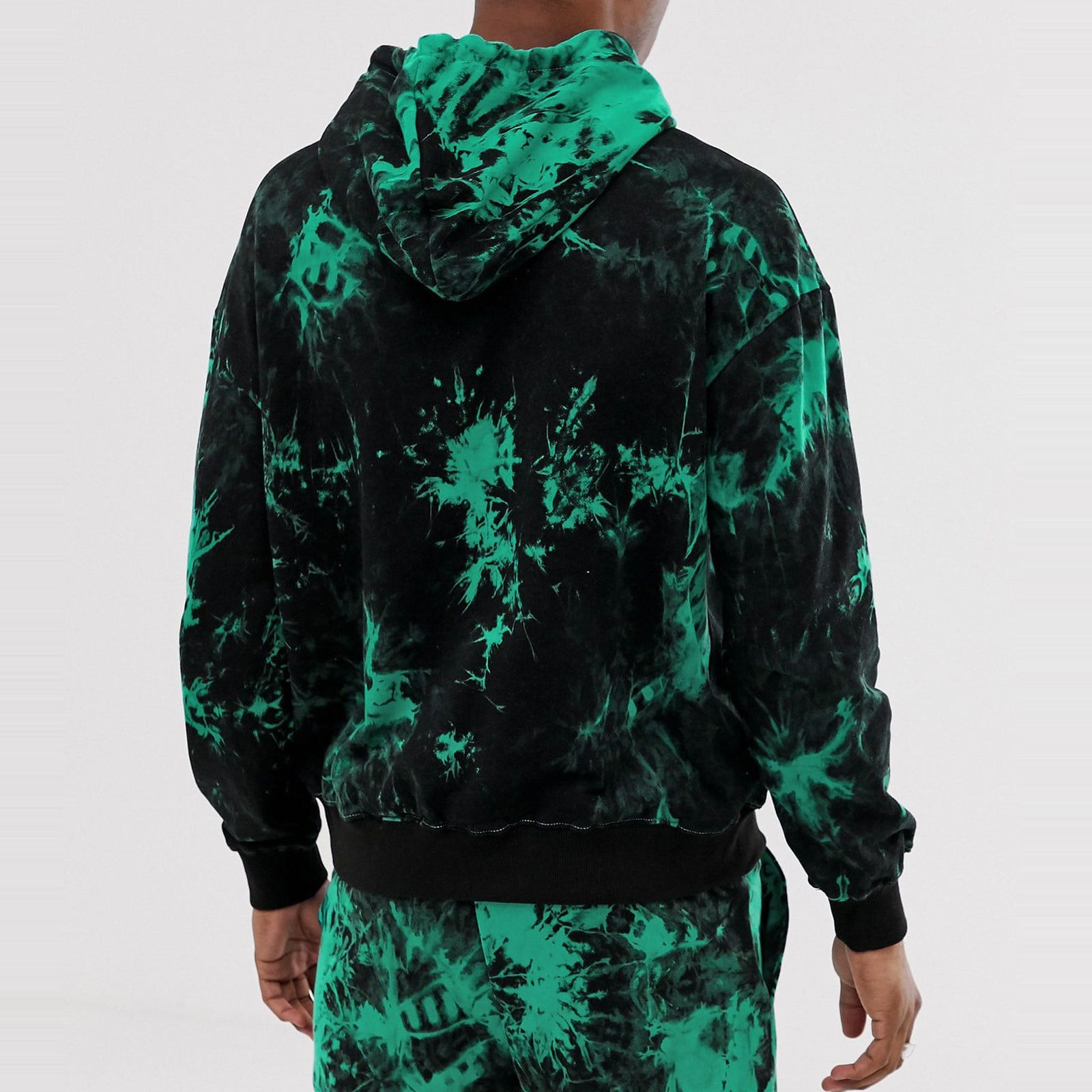 Lisingtool Hoodies For Men Mens Casual Color Block Tie-Dye Pullover Hooded Sweatshirt With Pocket Green