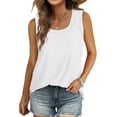 thumbnail image 3 of MOSHU Ribbed Trim Tank Tops for Women Flowy Round Neck Women Shirts Loose Fit Sleeveless Summer Tops, 3 of 12