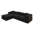 thumbnail image 4 of 108" Modular Sectional Sofa with L-Shape Chaise, Boneless Cloud Couch with Deep Seat, Sponge Compression Sofas No Assembly Required, Modern Sofa Fold-Out Sofa Bed, With Removable Backrest (Black), 4 of 10