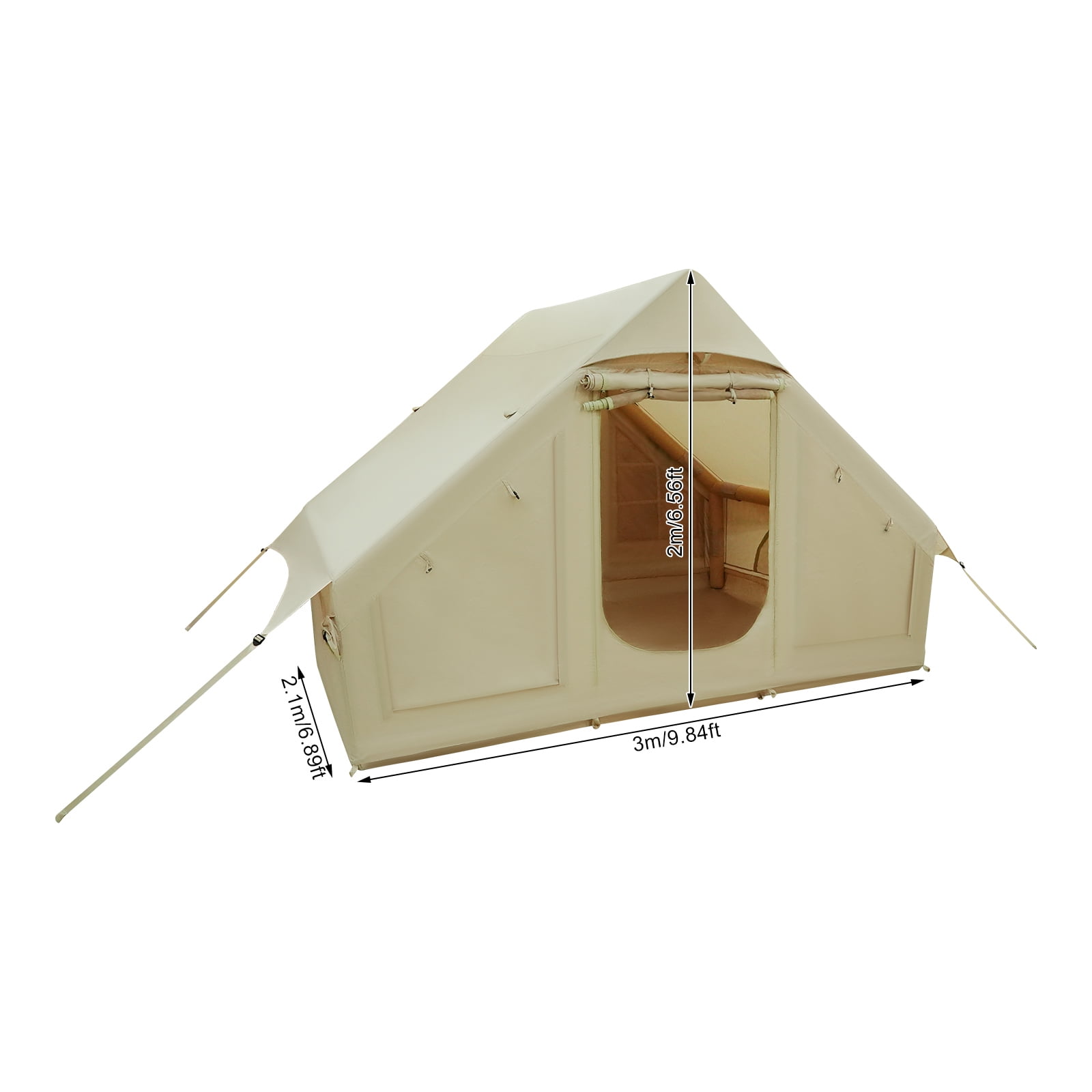 ToppiJoy Outdoor Portable Inflatable Camping Tent for 3-4 Persons Glamping Tents Easy Set up Waterproof Beige Canvas for Outdoor Camping