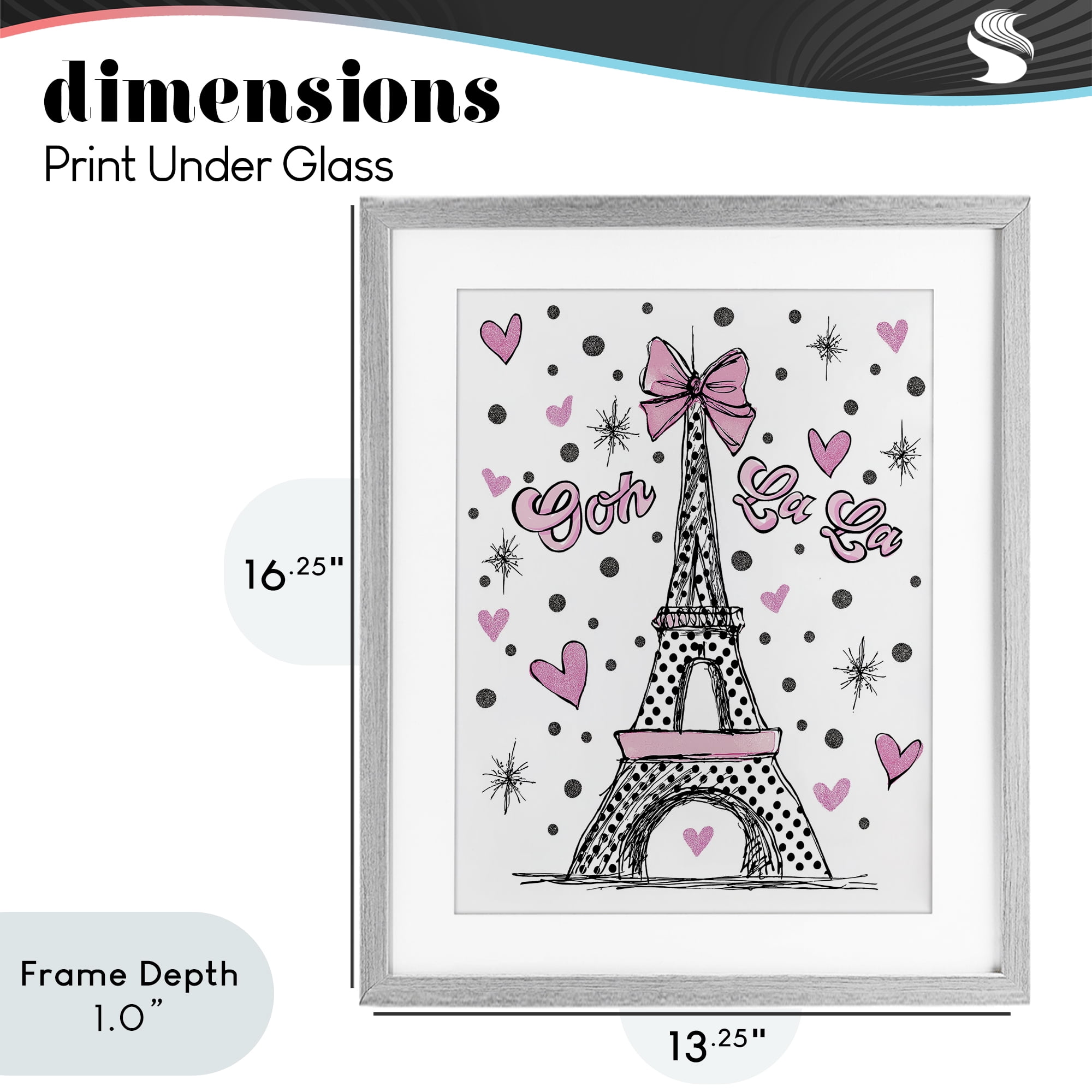 Stupell Industries Ooh La La Polka Dots Eiffel Gray Framed Print Under Glass, design by Jess Stempel