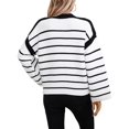thumbnail image 5 of Women'S Striped Knit Oversized Fall Sweaters Trendy Clothes Crewneck Winter Pullover Sweater Black M, 5 of 9