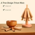 thumbnail image 6 of Wooden Tree Trivet Set of 3, Kitchen Hot Pads Trivet, Foldable Heat Resistants Pads for Hot Dishes/Pot/Bowl/Teapot/Hot Pot Holders, Anti-Hot Non-Slip Durables, 6 of 8