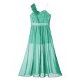 thumbnail image 4 of Manyakai Kids Flower Girls One Shoulder Romper Dress Wedding Banquet Party Maxi Ball Gown Dancewear Mint Green 16, 4 of 6