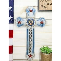 Western USA Air Force Patriotic Bald Eagle Emblem God Bless Memorial Wall Cross