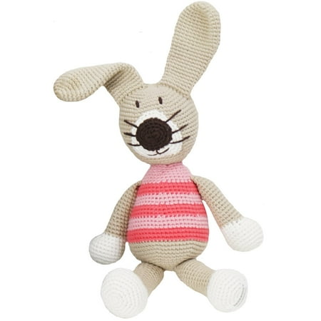 Hand Knitted Toys Animals Cute Kids Huggable Organic Yarn - Petra The Rabbit (Pink)