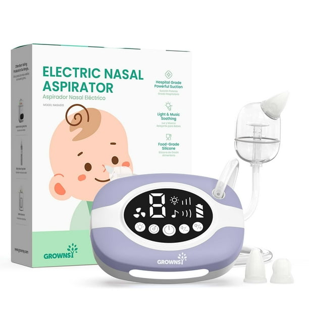 Aspirador Nasal Eléctrico GROWNSY para Bebés con Luz Nocturna y Canciones de Cuna