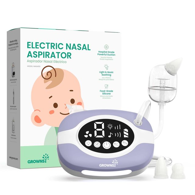 Aspirador Nasal Eléctrico GROWNSY para Bebés con Luz Nocturna y Canciones de Cuna