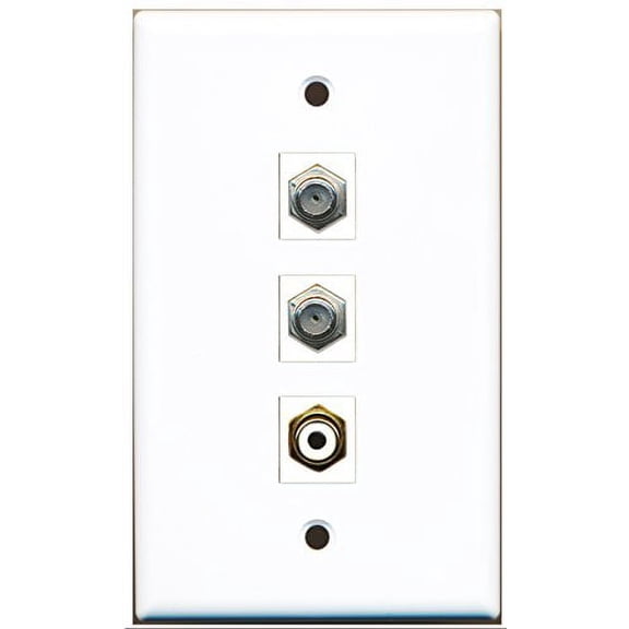 RiteAV - 1 Port RCA White 2 Port Coax Cable TV- F-Type Wall Plate