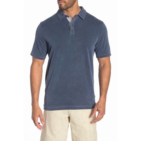 Tommy Bahama Men's 1-Pack Shoreline Surf Short Sleeve Cotton Blend Polo Shirt, Midnight Blue, Medium