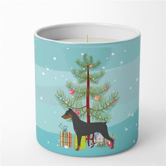 German Pinscher Merry Christmas Tree 10 oz Decorative Soy Candle 3.25 in x 3.75 in
